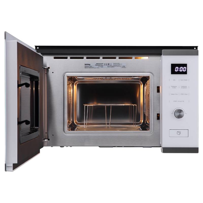 Встраиваемая микроволновая печь Korting KMI 820 GSCW, 20 л, 800 Вт, гриль, белое стекло, фото 4