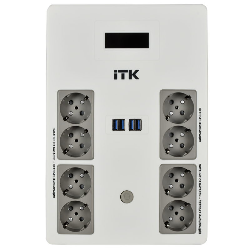 ИБП ITK ELECTRA ST8, 600 ВА, 360 Вт, Line-Interactive, 8 розеток, Schuko, EST8-600VA-1-001, фото 2