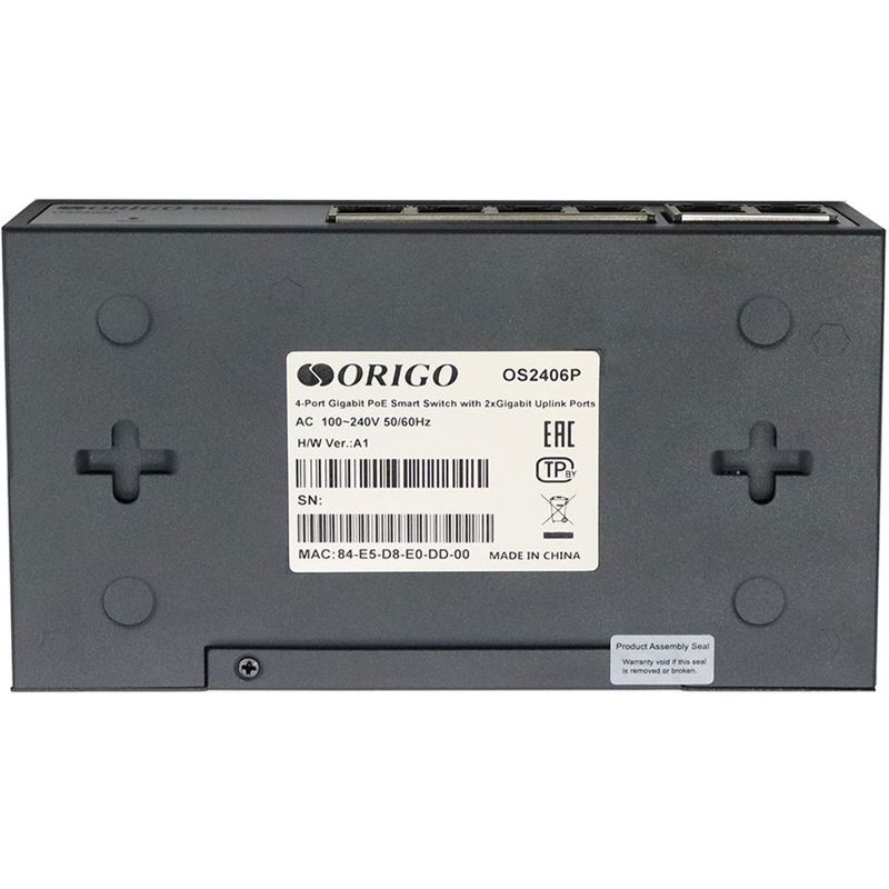 Коммутатор Origo OS2406P/60W/A1A смарт L2, 4 порта PoE+ и 2 порта 1 Гбит/с, 60 Вт, фото 3