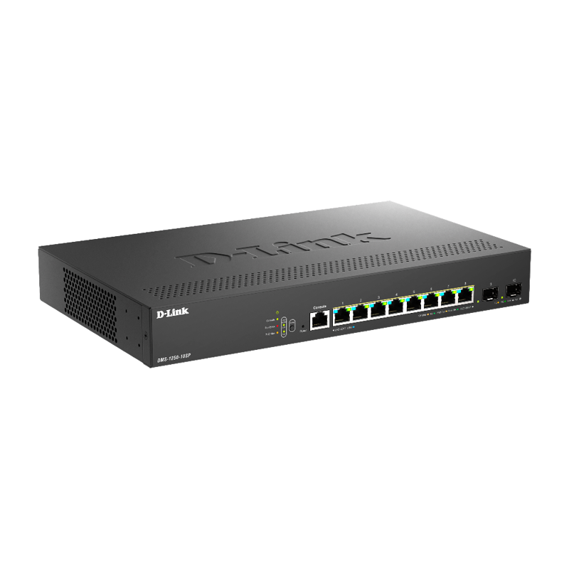 Коммутатор D-Link DMS-1250-10SP управляемый L2, 8 портов PoE 2,5 Гбит/с, 2 SFP+, 240 Вт, фото 2