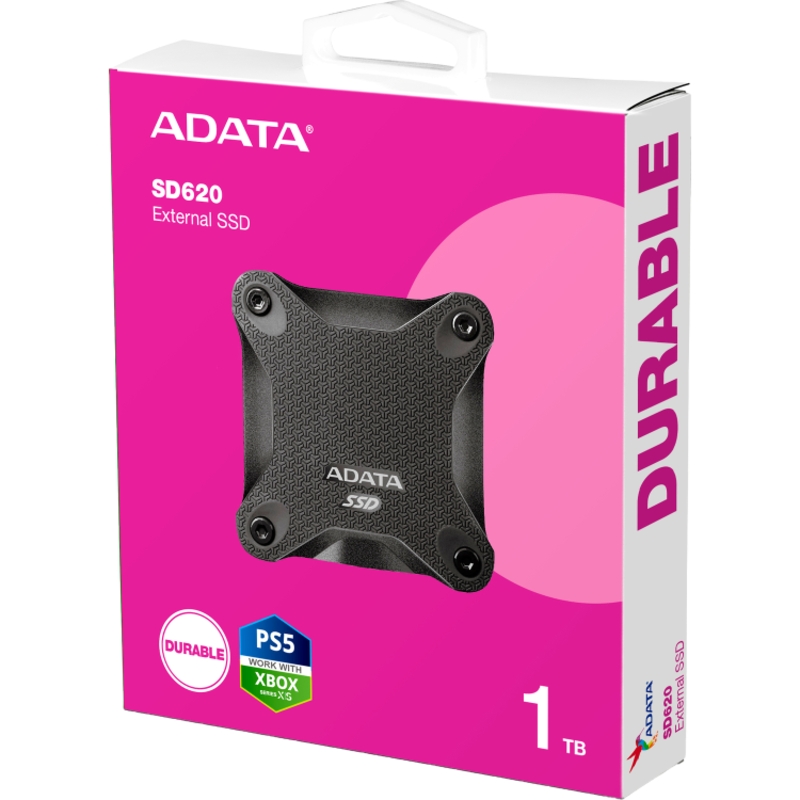 Внешний SSD ADATA SD620, 1000GB, Type-C, USB 3.2 Gen2, R/W 520/460 MB/s, 80x80x15mm, Black (ADATA SD620-1TCBK), фото 2