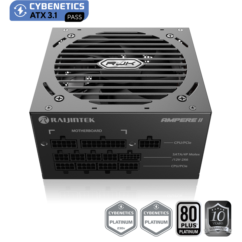 Блок питания Raijintek AMPERE II 850, 80 PLUS Platinum, ATX, активный PFC, вентилятор 120x120 мм, чёрный, фото 4