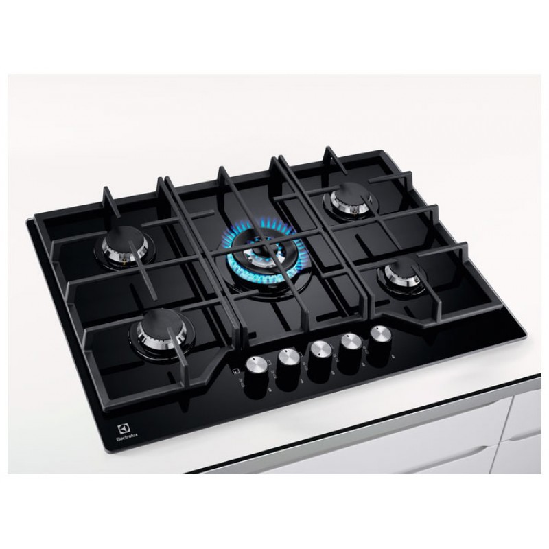 Варочная панель Electrolux KGG75362K, газовая, 75 см, 5 конфорок, Wok-конфорка, газ-контроль, фото 2