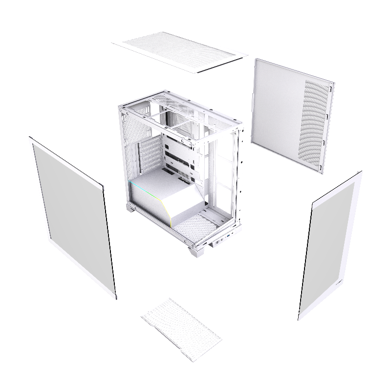 Корпус для ПК Hspd F550, Midi Tower, белый, под ATX, mATX, mITX, материал закалённое стекло, сталь, фото 4