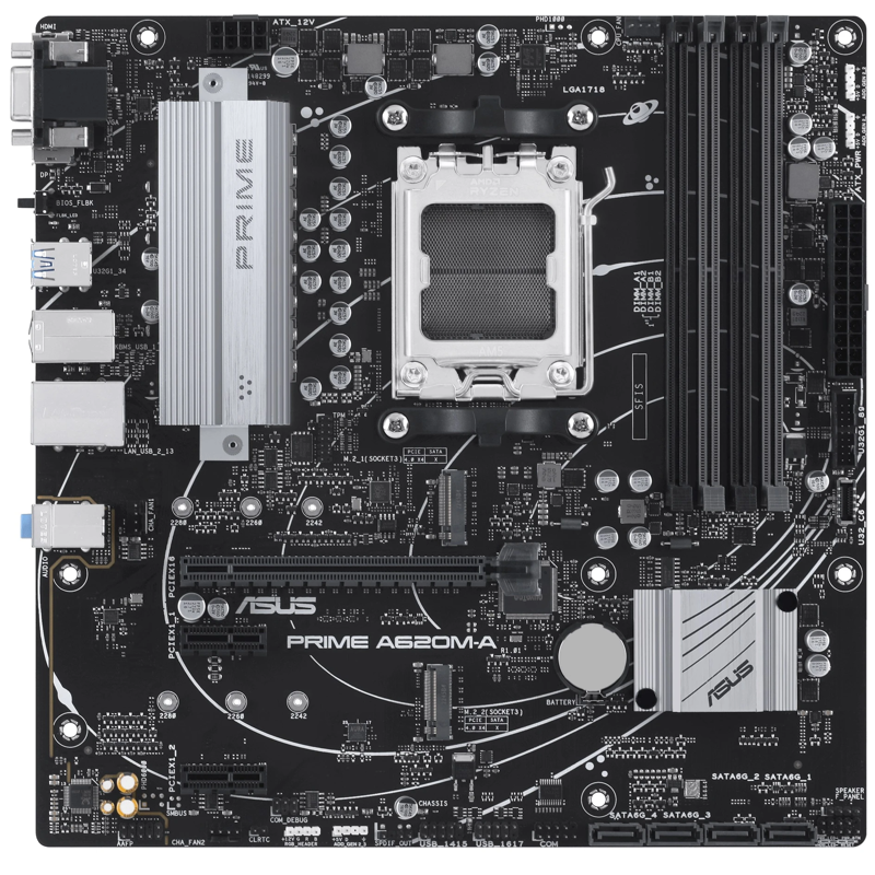 Материнская плата ASUS PRIME A620M-A-CSM, AM5, AMD A620, mATX, DDR5, фото 2