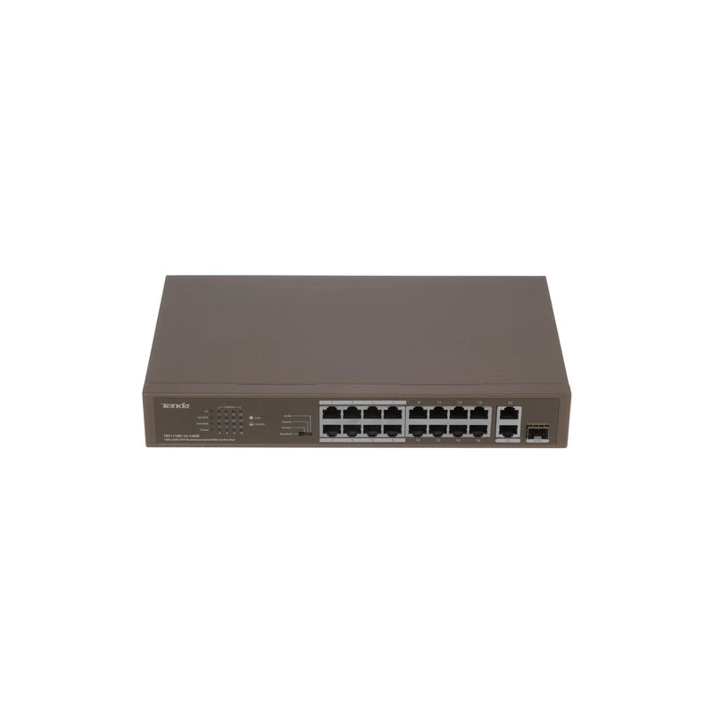 PoE-коммутатор Tenda IP-COM F1118P-16-150W неуправляемый, 16 портов 100 Мбит/с, 2 порта 1 Гбит/с, фото 2