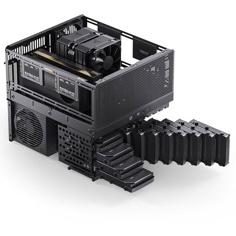 Корпус для ПК Jonsbo N5, Mini Tower, чёрный, под ATX, E-ATX, mATX, Mini-ITX, материал алюминий, дерево, сталь, фото 22