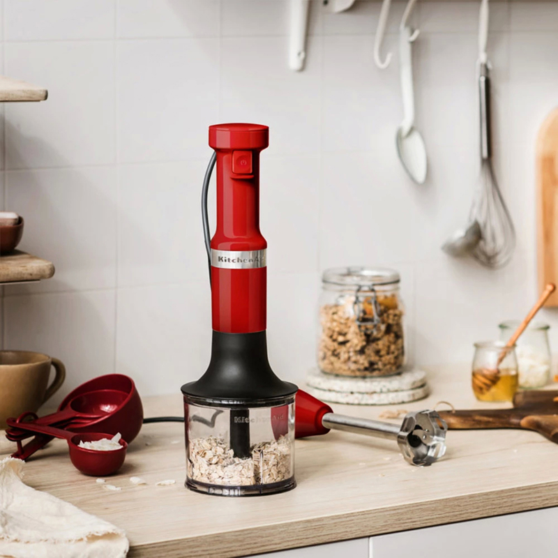 Погружной блендер KitchenAid 5KHBV83EER, 180 Вт, измельчитель 600 мл, венчик, стакан 1 л, красный, фото 8