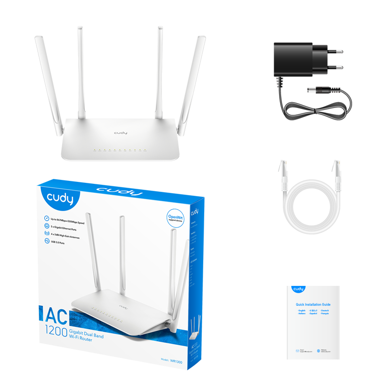 Wi-Fi роутер Cudy AC1200 Gigabit Dual Band Wi-Fi Mesh Router, 4 порта LAN, фото 4