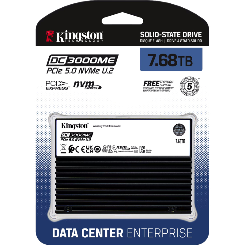Твердотельный накопитель Kingston SSD DC3000ME 7680GB, U.2(2.5" 15mm), NVMe, PCIe Gen 5x4, 3D TLC, R/W 14000/10000MB/s, IOPs 2 800 000 (Kingston SEDC3000ME/7T6), фото 4