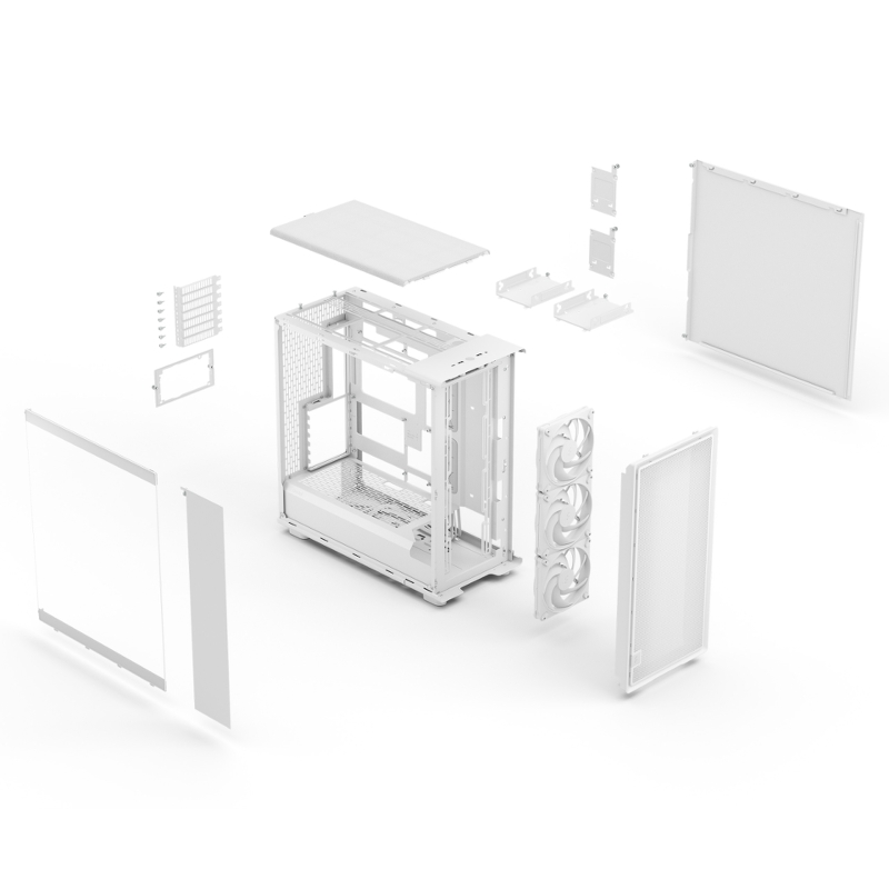 Корпус ПК без блока Case Fractal Design Epoch XL TG Clear, Full-Tower, 3x140mm, 2xUSB-A 3.2 + 1xUSB 3.2 Type-C E-ATX, ATX, mATX, mITX, White, фото 17