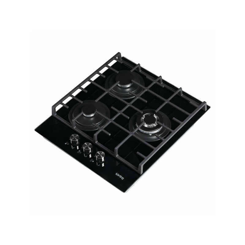 Варочная панель Korting HGG 4825 CTN, газовая на стекле, 45 см, 3 конфорки, WOK, чёрная, фото 2