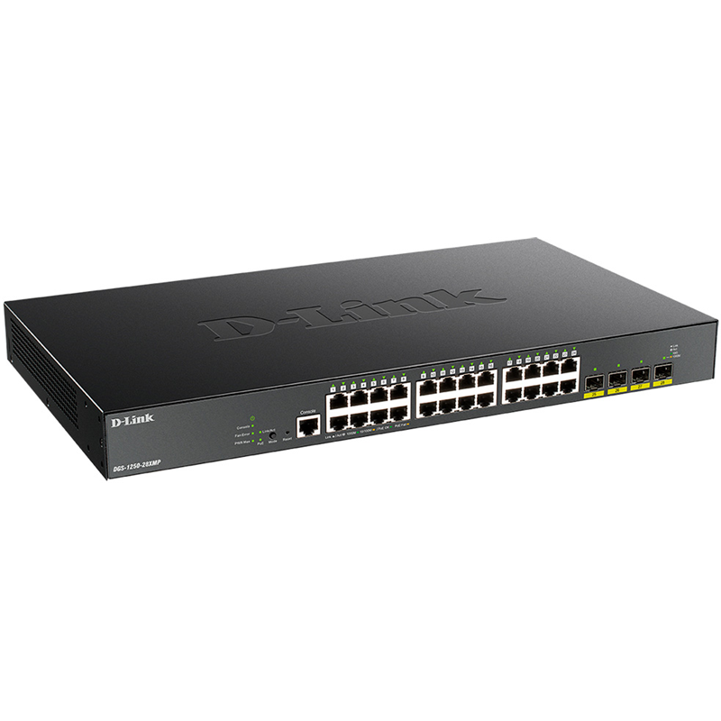 Коммутатор D-Link DGS-1250-28XMP смарт L2, 24 порта PoE 1 Гбит/с, 4 SFP+ 10 Гбит/с, 370 Вт, фото 2