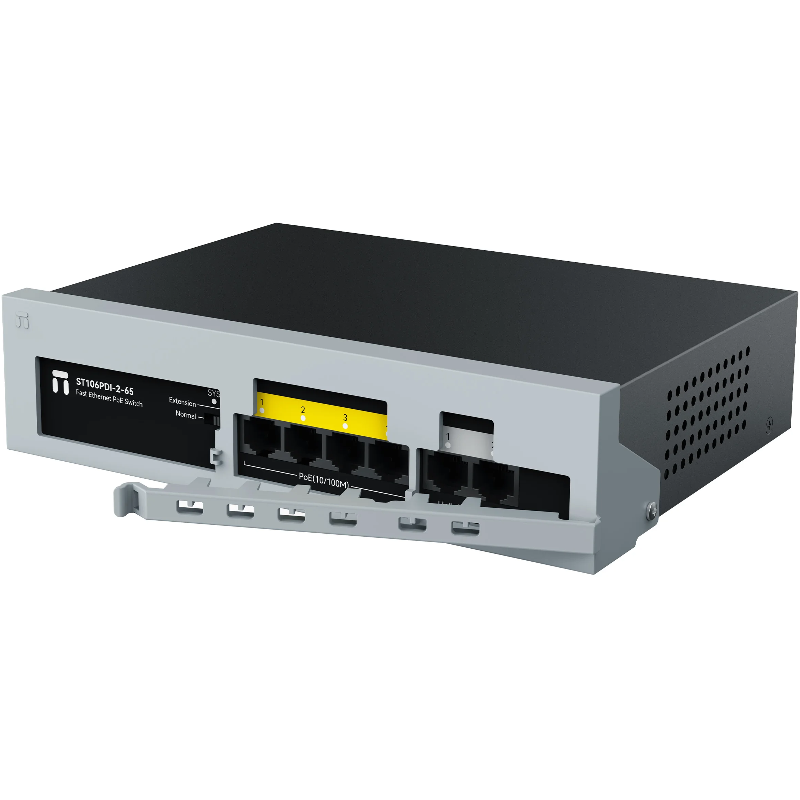 Коммутатор Неуправляемый PoE коммутатор Fast Ethernet netis ST106PDI-2-65, 4 порта 100 Мбит/с PoE+, 2 порта 100 Мбит/с RJ45 Uplink, БП 65 Вт (Netis ST106PDI-2-65), фото 4