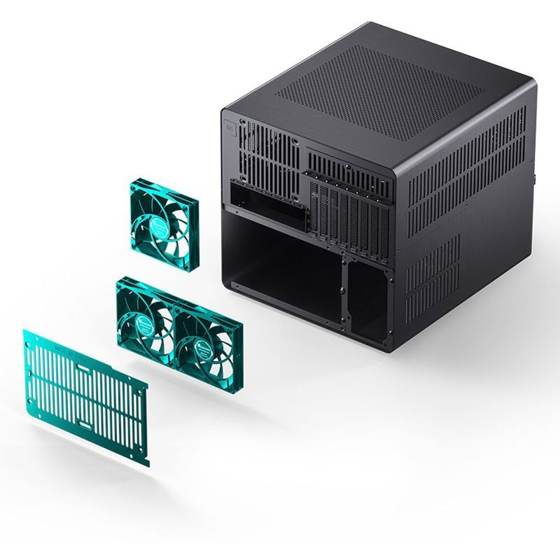 Корпус для ПК Jonsbo N5, Mini Tower, чёрный, под ATX, E-ATX, mATX, Mini-ITX, материал алюминий, дерево, сталь, фото 6