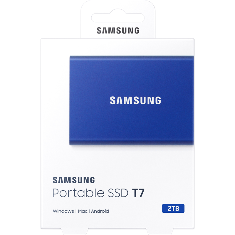 Внешний накопитель Samsung T7, SSD 2 ТБ, USB 3.2 Gen 2 Type-C, чтение 1050 МБ/с, запись 1000 МБ/с, синий, фото 10