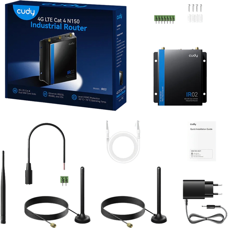Промышленный 4G-маршрутизатор Cudy IR02, LTE Cat4, 2 SIM, Wi-Fi N150, RS485/RS232, фото 6