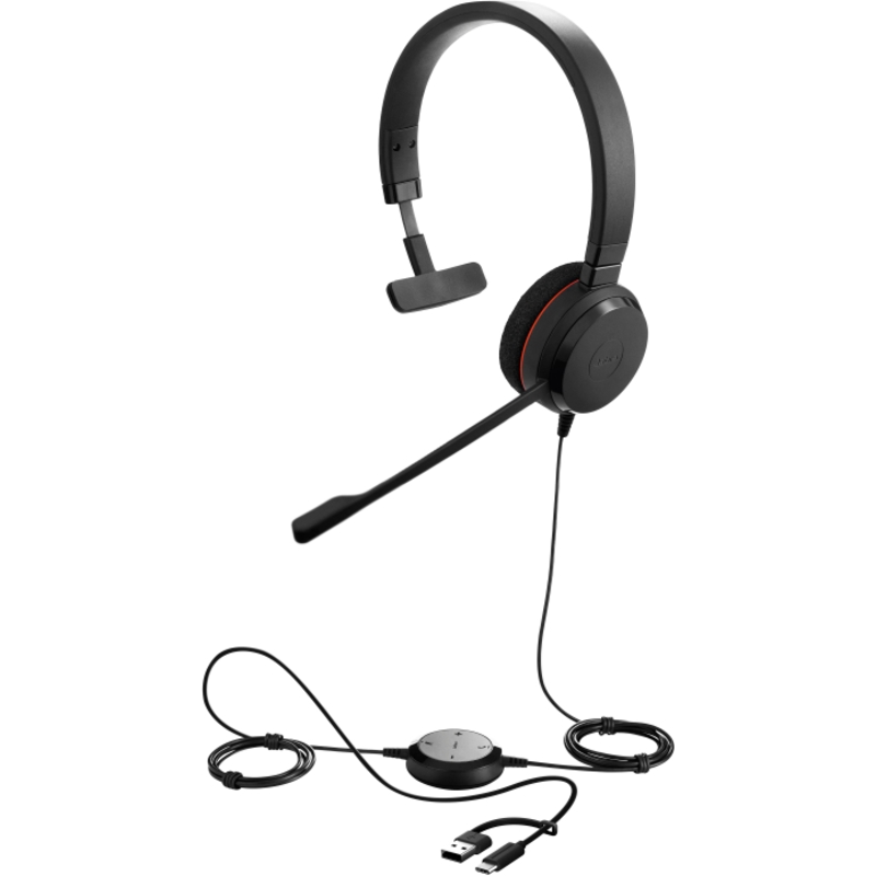 Гарнитура Jabra Evolve 20 MS Mono, проводная, на одно ухо, USB-A и USB-C, для Microsoft Teams, фото 2