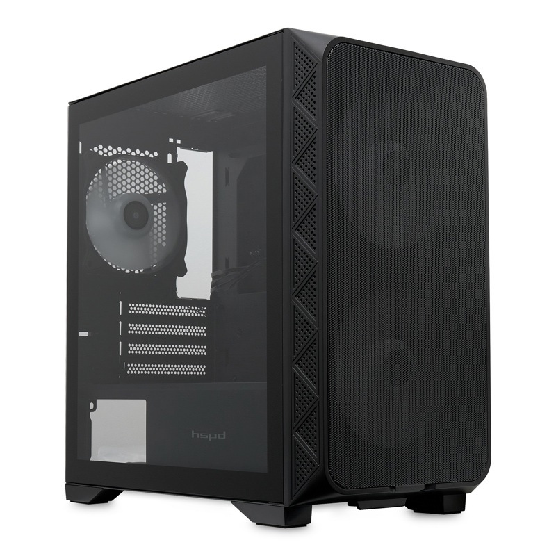 Корпус для ПК Hspd M321, Mini Tower, чёрный, под mATX, Mini-ITX, материал закалённое стекло, сталь, фото 3