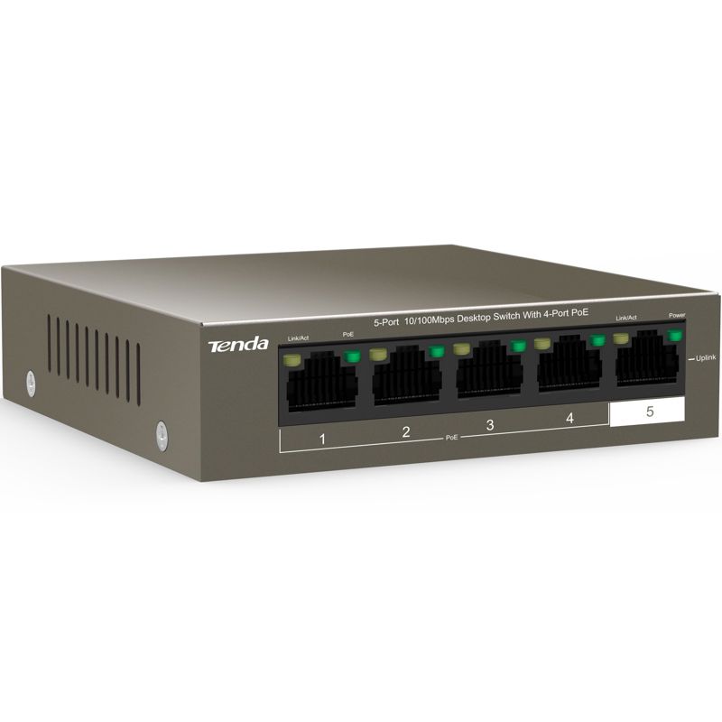 PoE-коммутатор Tenda TEF1105P-4-63W неуправляемый, 5 портов 100 Мбит/с, 4 порта PoE, фото 2