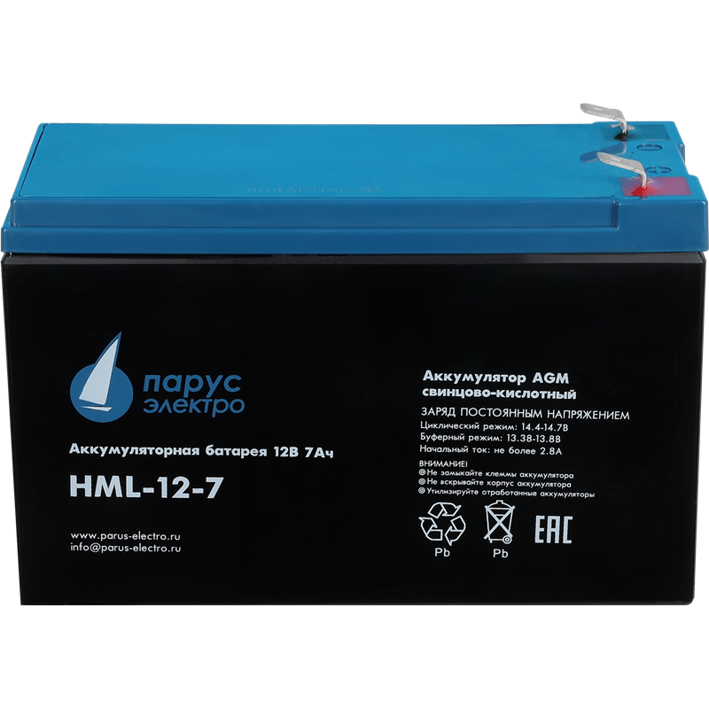 Батарея для ИБП Парус электро HML-12-7, 12 В, 7 А·ч, фото 3