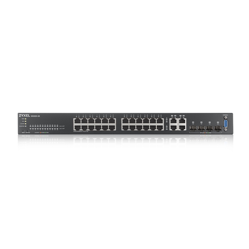 Коммутатор ZYXEL NebulaFlex Pro GS2220-28 управляемый L2, 24 порта 1 Гбит/с, 4 комбо SFP, 19″, фото 2