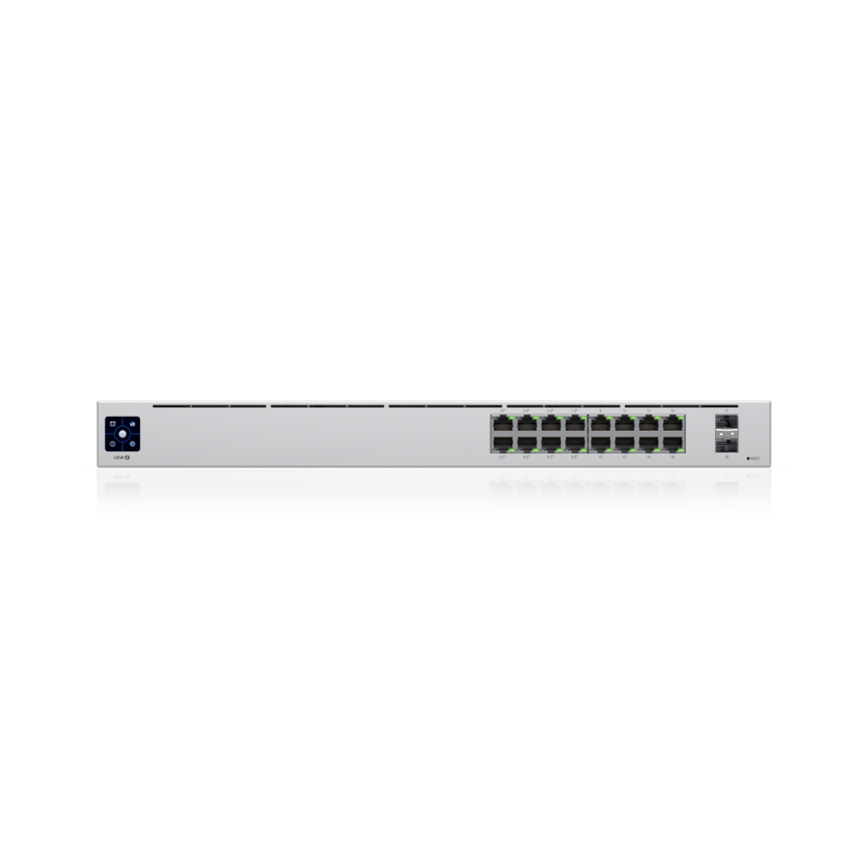Коммутатор Ubiquiti USW-16-POE управляемый, 16 портов 1 Гбит/с, 2 SFP, PoE 42 Вт, без вентилятора, фото 2