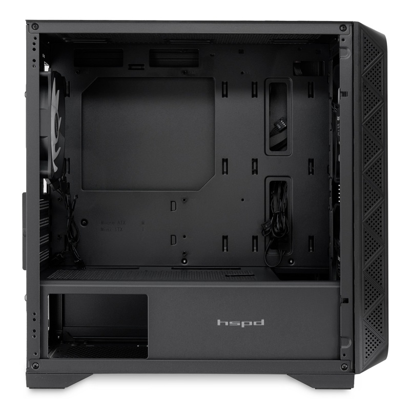 Корпус для ПК Hspd M321, Mini Tower, чёрный, под mATX, Mini-ITX, материал закалённое стекло, сталь, фото 6