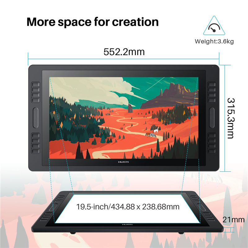 Интерактивный дисплей Сенсорный Huion KAMVAS Pro 20, 19.5 ″, 8192 уровней нажима, фото 5