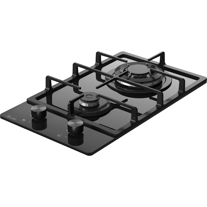 Варочная панель Monsher MGG 33 Noir, газовая, домино 30 см, 2 конфорки с WOK, газ-контроль, чёрная, фото 2