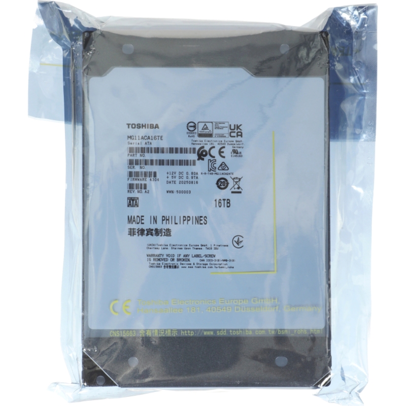 Жёсткий диск HDD Toshiba SATA 16Tb 3.5" Server 7200 6Gbit/s 1Gb (Toshiba MG11ACA16TE), фото 6