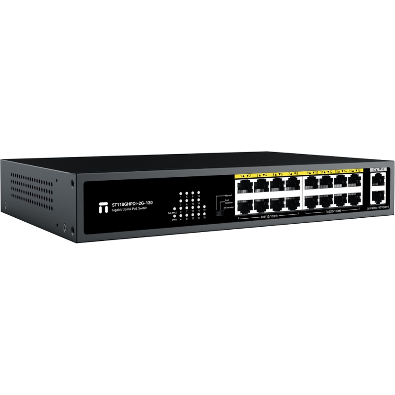 PoE-коммутатор Netis ST118GHPDI-2G-130 неуправляемый, 16 портов PoE 100 Мбит/с, 2 порта 1 Гбит/с, фото 2