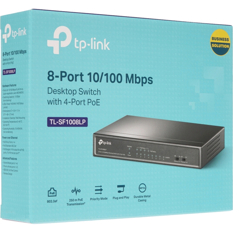 Коммутатор TP-Link TL-SF1008LP неуправляемый, 8 портов 100 Мбит/с, 4 порта PoE, 41 Вт, фото 7