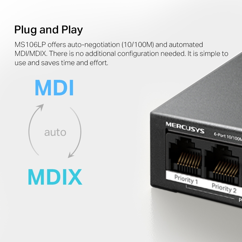 Коммутатор Mercusys 6-Port 10, неуправляемый, MS106LP, фото 9