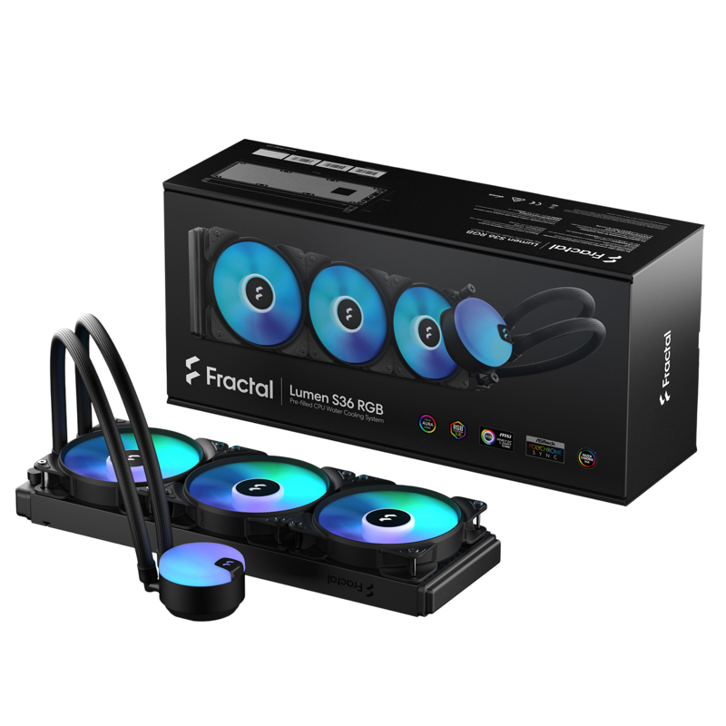 Система жидкостного охлаждения Fractal Design Lumen S36 V2 RGB, вентилятор 120 мм, шум 33.2 дБА, AM5, фото 7