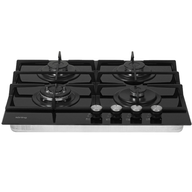 Варочная панель Korting HGG 6722 CTN, газовая на стекле, 60 см, 4 конфорки, WOK, чёрная, фото 2