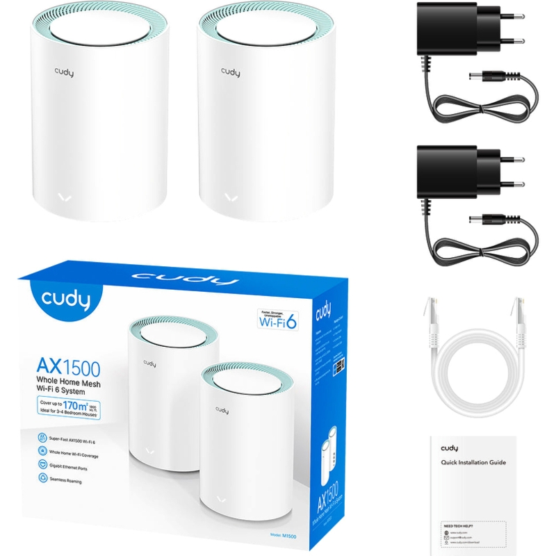 Mesh-система Wi-Fi Cudy AX1500 Gigabit Wi-Fi 6 Mesh Solution, 2 модуля, 2 порта LAN, фото 2