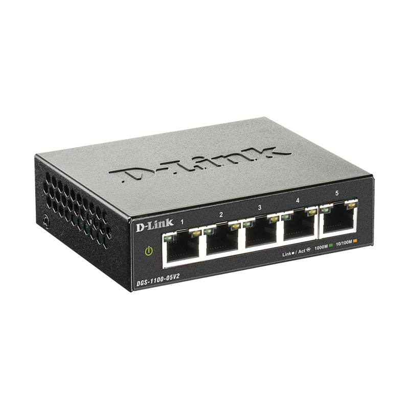 Коммутатор D-Link DGS-1100-05V2 смарт L2, 5 портов 1 Гбит/с, компактный, фото 2