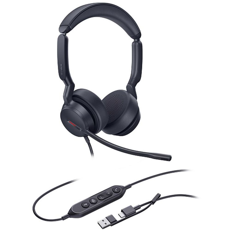 Гарнитура Yealink UH44 Dual UC, проводная, USB-C и USB-A, на оба уха, пульт на кабеле, фото 2