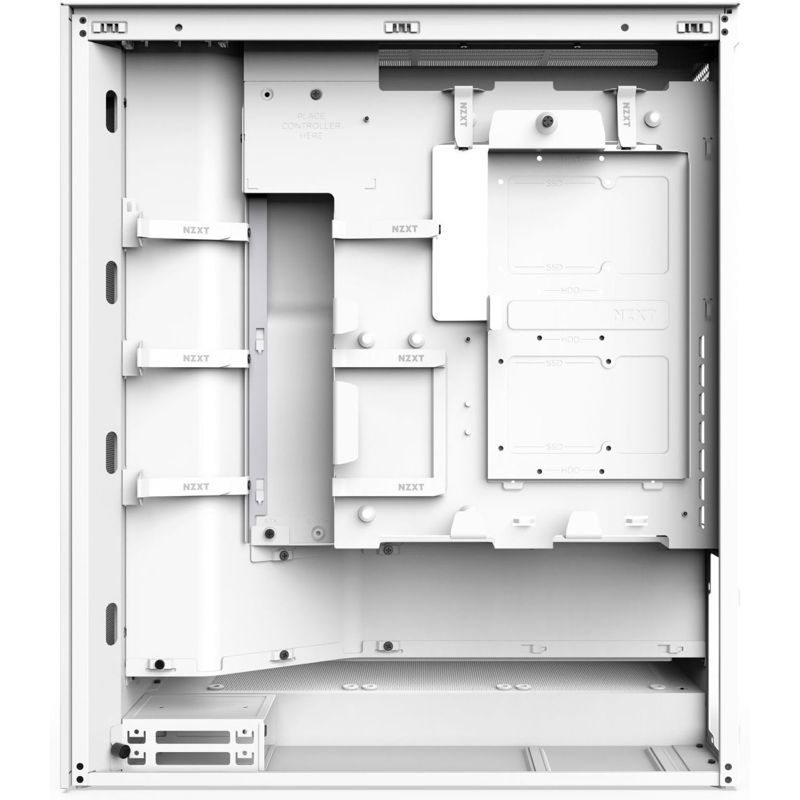 Корпус ПК без блока Case NZXT H7 Flow RGB, Midi-Tower, TG, 3x120mm RGB, 2xUSB-A 3.2 + 1xUSB-C 3.2, E-ATX, ATX, mATX, mITX White, фото 3