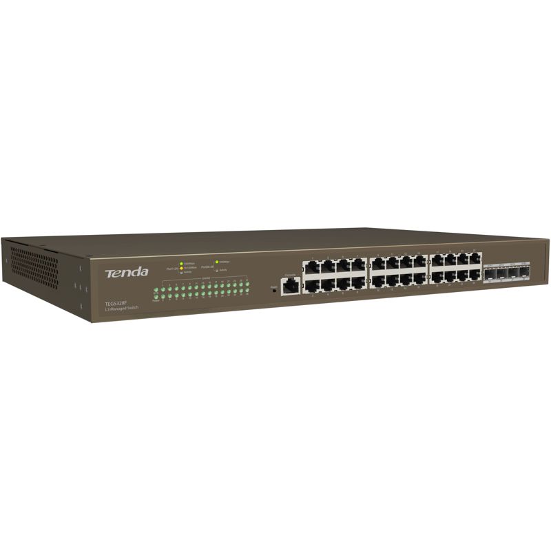 Коммутатор Tenda IP-COM G5328F управляемый, 24 порта 1 Гбит/с, 4 SFP, для стойки 19″, фото 3