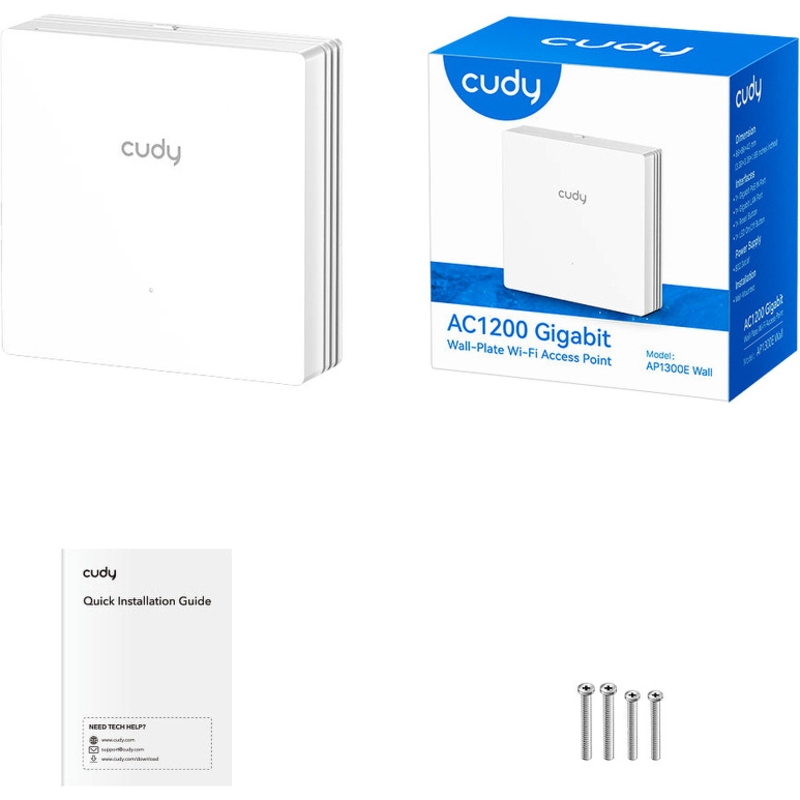 Настенная точка доступа Cudy AP1300E Wall, AC1200, 2 порта 1 Гбит/с, PoE 802.3af, Cudy Mesh, фото 6
