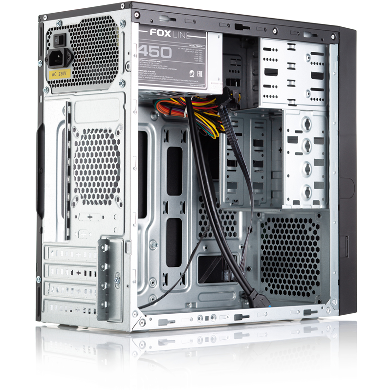 Корпус для ПК Foxline FL-733R, Mini Tower, с БП 450 Вт, чёрный, под mATX, Mini-ITX, фото 3