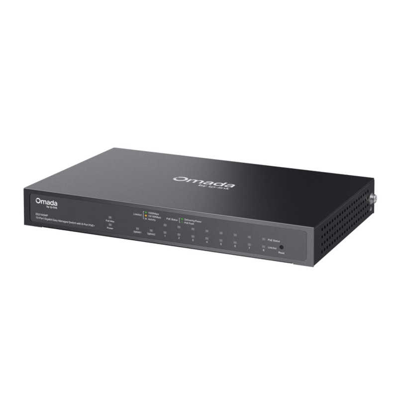 Коммутатор TP-Link Omada ES210GMP с облегчённым управлением, 10 портов 1 Гбит/с, 8 портов PoE+, фото 3