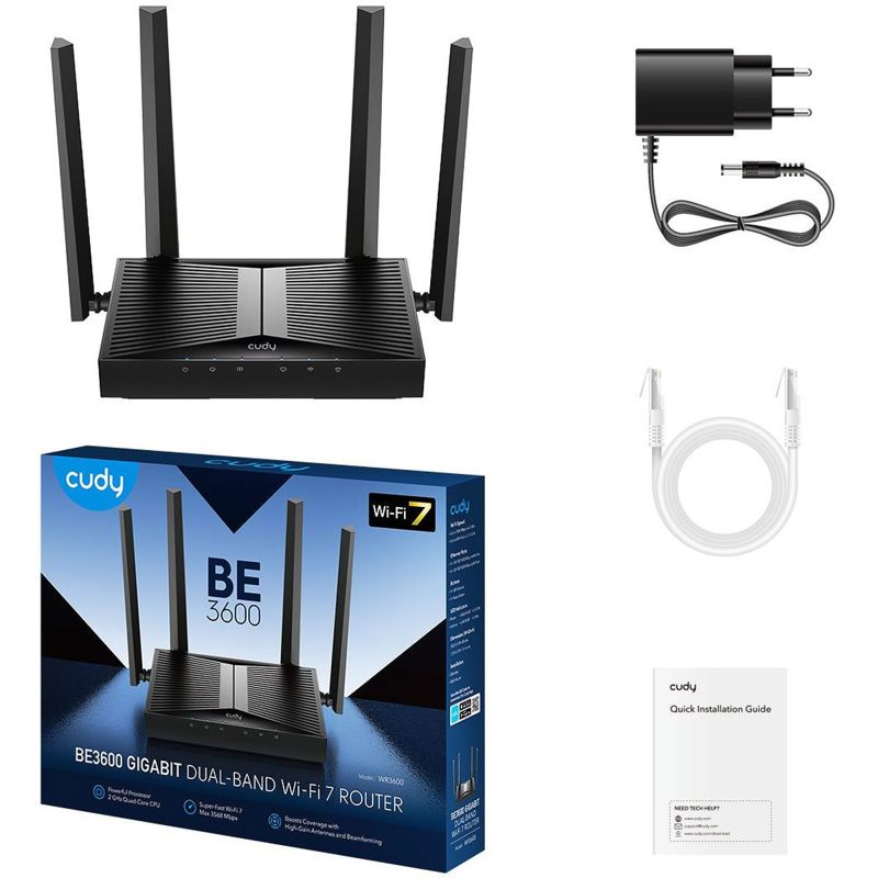 Wi-Fi роутер Cudy BE3600 Gigabit Dual Band Wi-Fi 7 Mesh Router, 4 порта LAN, фото 3