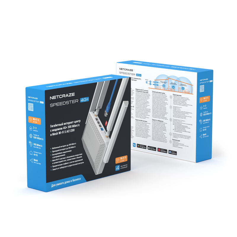 Wi-Fi роутер Netcraze Speedster 4G+ 4G+, Wi-Fi 5, 3 порта LAN, фото 6
