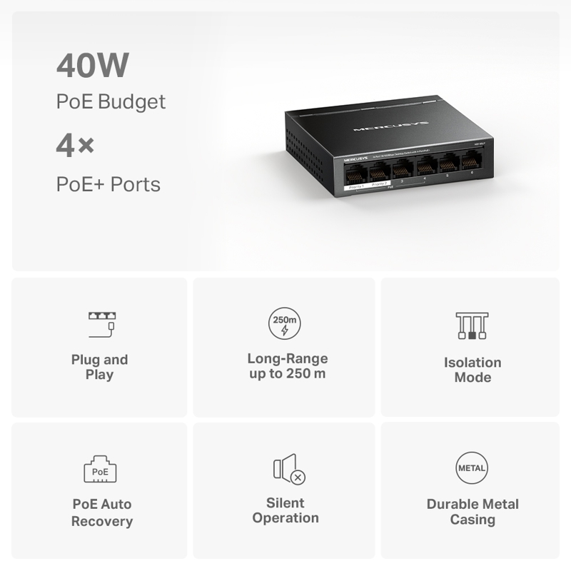 Коммутатор Mercusys 6-Port 10, неуправляемый, MS106LP, фото 4