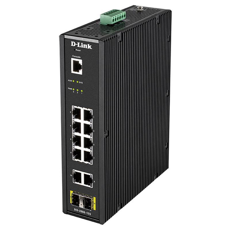 Коммутатор D-Link DIS-200G-12S промышленный управляемый, 10 портов 1 Гбит/с, 2 SFP, DIN-рейка, фото 2