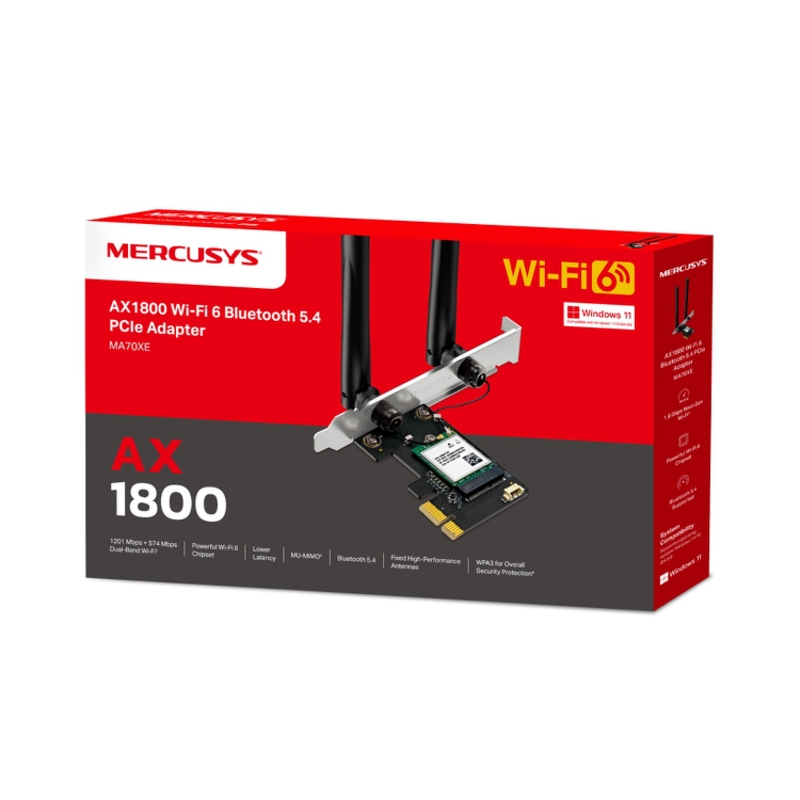 Wi-Fi адаптер Mercusys MA70XE с Bluetooth 5.4, Wi-Fi 6, 2,4 и 5 ГГц, PCI Express, внешние антенны, фото 3