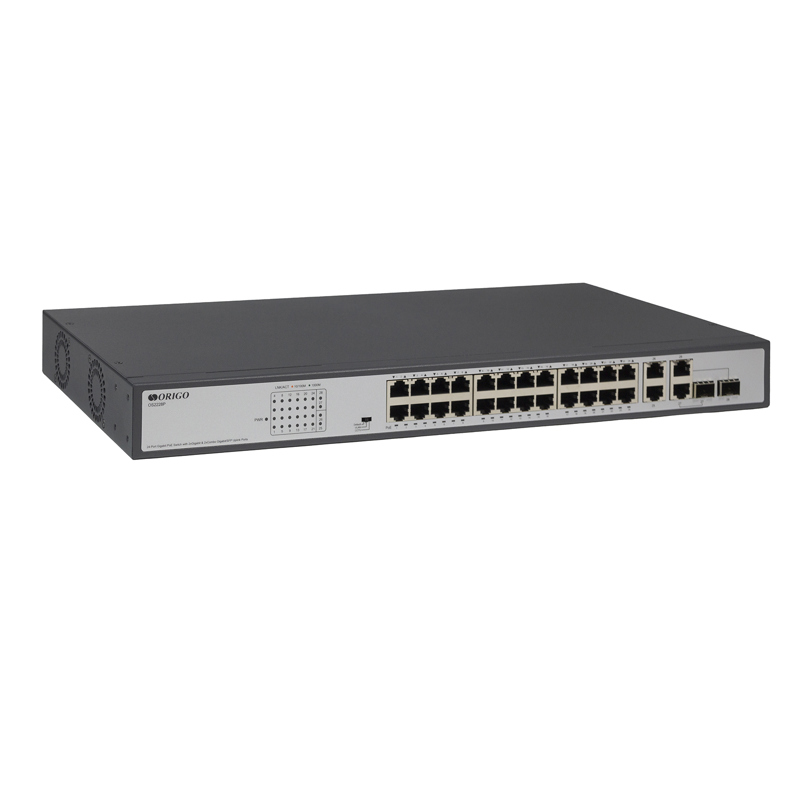 PoE-коммутатор Origo OS2228P неуправляемый, 24 порта PoE+ 1 Гбит/с, 2 комбо-порта SFP, 370 Вт, 19″, фото 2
